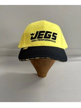 JEGS High Performance Headwear Hat Cap Adjustable Yellow and Black Strapback OS